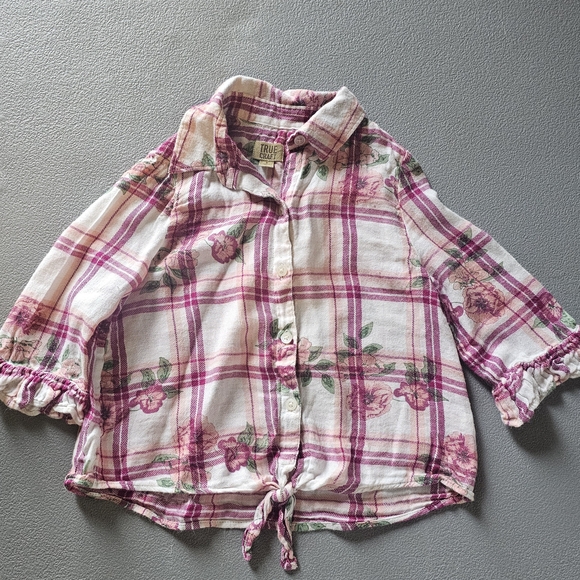True Craft Other - Girls True Craft Floral Plaid Kids Shirt Size 4T
